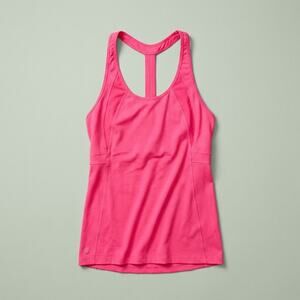 Athleta Built In Bra Tank Top Hot Pink Racerback Activewear Athleisure Womens XL